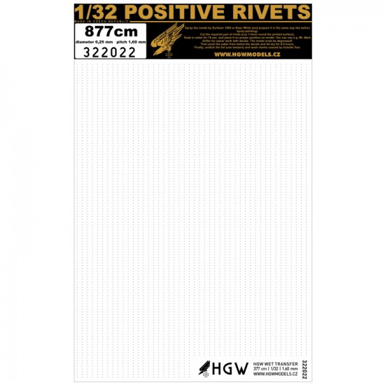 1/32 Positive Rivets - 877cm (Pitch 1.60mm, diameter 0.25mm)