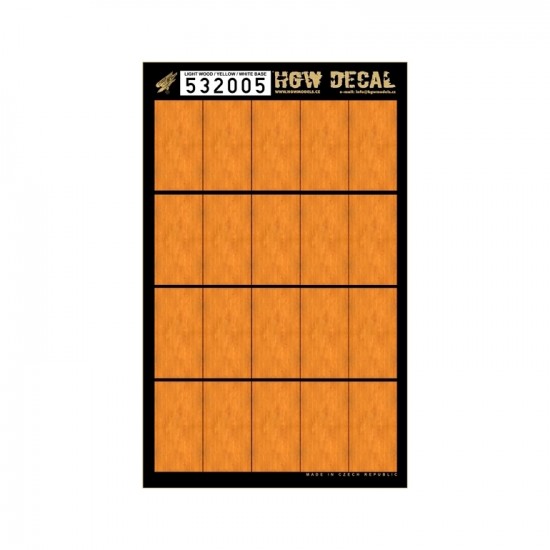 1/32 Light Yellow Wood Grain Base White Decals (20pcs, A4 Sheet)
