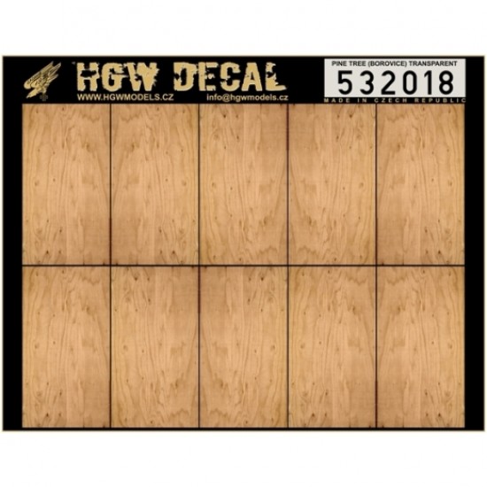 1/32 Pine Tree Wood Grain Transparent Decals (10pcs, A5 Sheet)