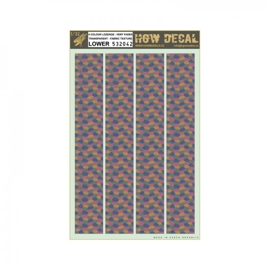 1/32 Decals for Lozenge 4 Colours Faded Transparent Fabric Texture Lower (A4 Sheet)