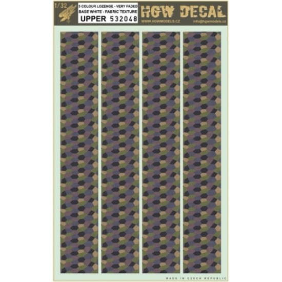 1/32 Decals for Lozenge 5 Colours Faded Base White Fabric Texture Upper (A4 Sheet)