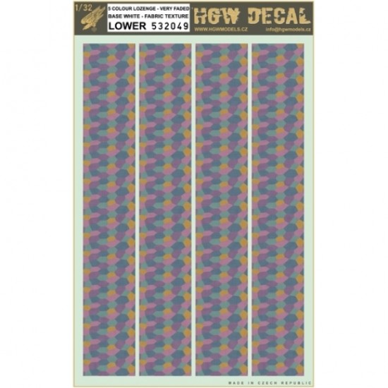 1/32 Decals for Lozenge 5 Colours Faded Base White Fabric Texture Lower (A4 Sheet)