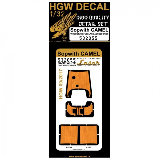 1/32 Sopwith Camel Light Wood Decals for Wingnut Wings kits