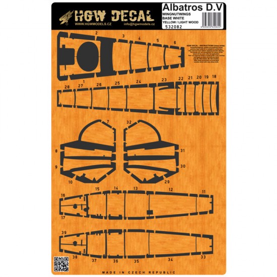 1/32 Albatros D.V / D.Va Yellow Decals for Wingnut Wings kits