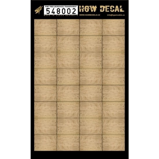 1/48 Faded Pine Tree Wood Grain Transparent Decals (32pcs, A4 Sheet) 