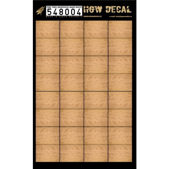 1/48 Natural Tone Pine Tree Wood Grain Base White Decals (32pcs, A4 Sheet)