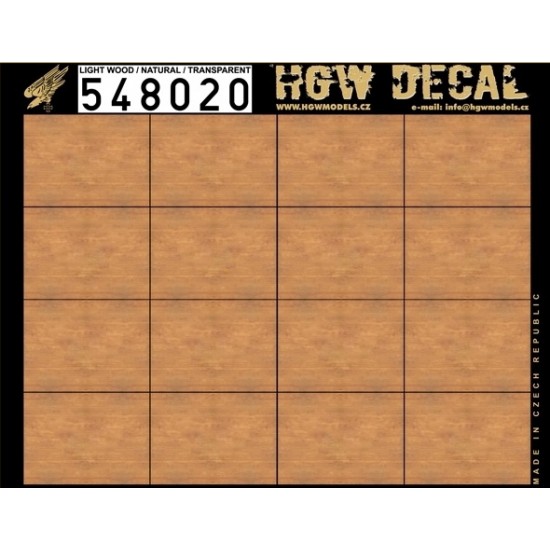 1/48 Natural Tone Light Wood Grain Transparent Decals (16pcs,  A5 Sheet)     