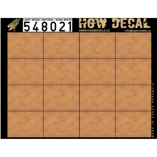 1/48 Natural Tone Light Wood Base White Decals (16pcs, A5 Sheet)   