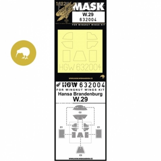 1/32 Hansa Brandenburg W.29 Paint Masks for Wingnut Wings kit