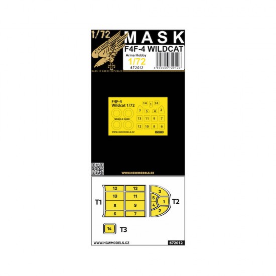 1/72 F4F-4 Wildcat Masking for Arma Hobby Clear Parts & Wheels
