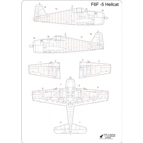 1/72 Grumman F6F-5 Hellcat Positive Rivets for Eduard kit (Complete Set)