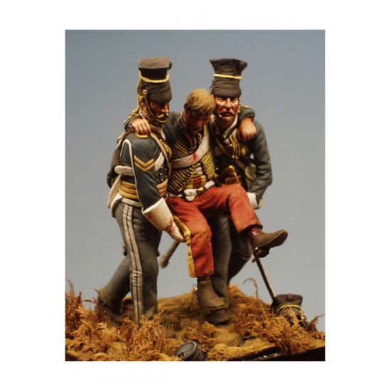 54mm Scale Balaklava, 1854 - 17th Lancers Soldiers & Wounded Hussar (3 figures)