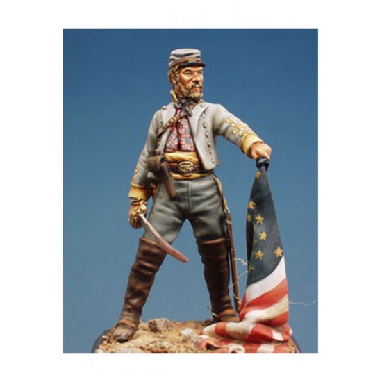 54mm Scale Confederate Cavalry Officer (white metal)