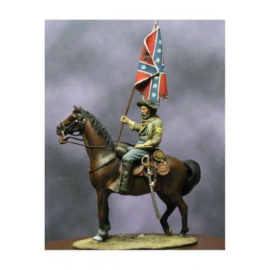 54mm Scale Confederate Cavalry Sergeant with Flag