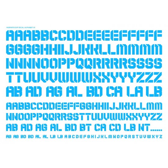 EXP Decal Alphabet 01 Sky Blue 