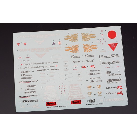 1/18 LB Nissan R35 Combat Style Logo for Hobby Design kit HD03-0314 (Decals+PE)