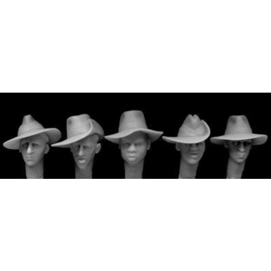 1/35 5x Different Heads with Slouch Hats
