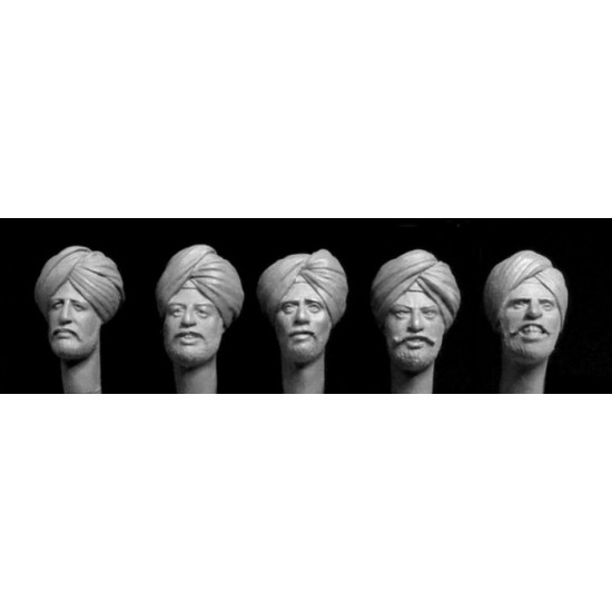 1/35 5x Different Heads with Sikh Turbans