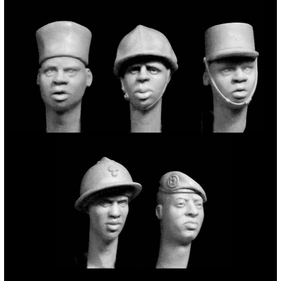 1/35 5 Heads of Africans in French Service (5 different headgears)