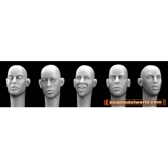 1/35 5x Different Female Heads - No Hair!