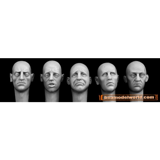 1/35 5x Bald Heads with Defeated faces