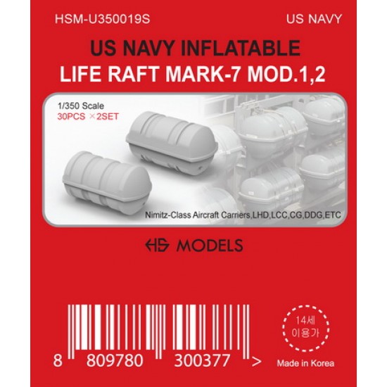 1/350 US Navy Inflatable Life Raft Mk.7 Mod.1,2 HS Models U350019S
