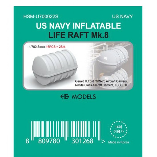 Usn Life Rafts 1/700 USN Inflatable LIFE RAFT MARK-8 (16pcs for 2 sets) HS Models U700022S
