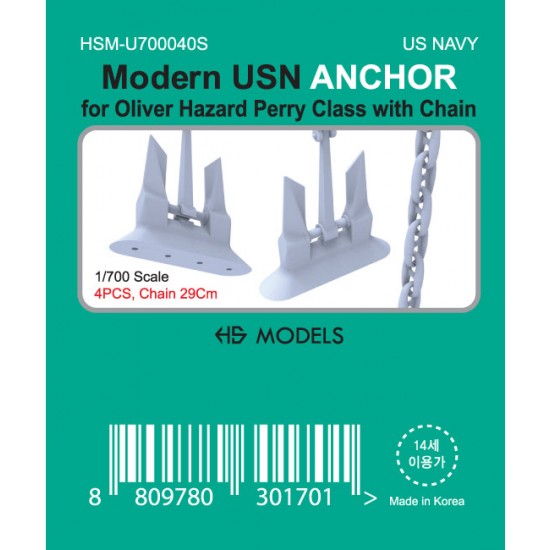 1/700 Modern USN ANCHOR (4pcs) for Perry Class with 29cm Chain