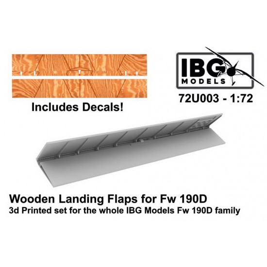1/72 Focke-Wulf Fw 190D family Wooden Landing Flaps (3d printed & decal)