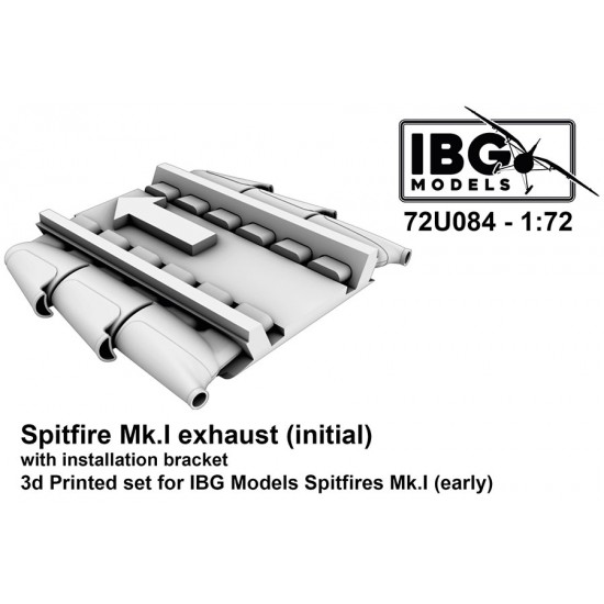 1/72 Spitfire Mk.I Exhaust (initial) with Installation Bracket for IBG kit