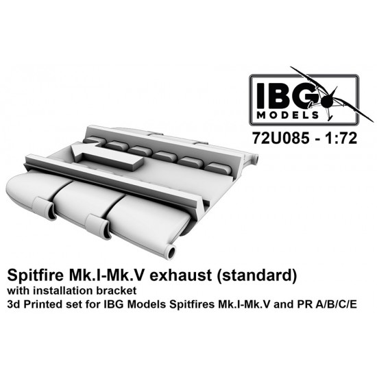 1/72 Spitfire Mk.I-Mk.V and PR Type A/B/C/E Exhaust (standard) with Installation Bracket