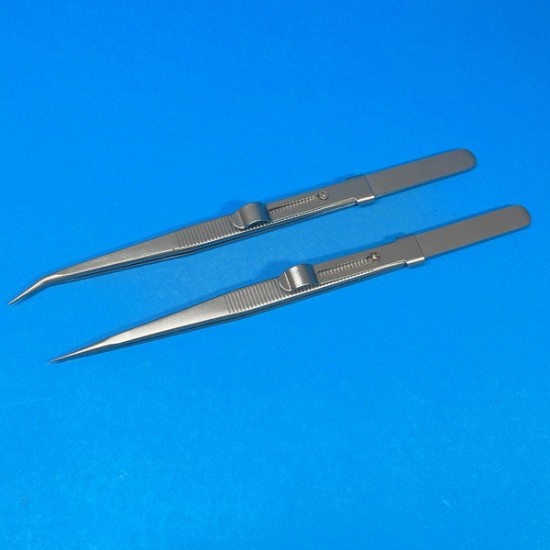 Slide Lock Tweezers (2pcs: curved tip and straight tip)