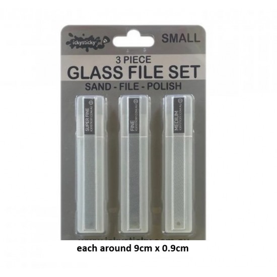 3 Piece Glass File Set Small - Super Fine, Fine, Medium IckySticky 610620