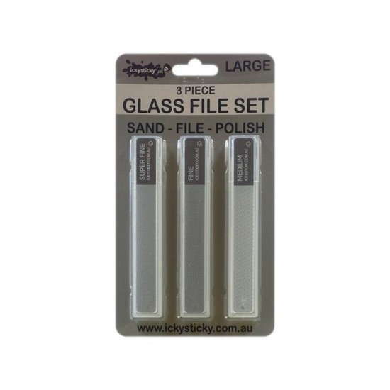 3 Piece Glass File Set Large - Super Fine, Fine, Medium