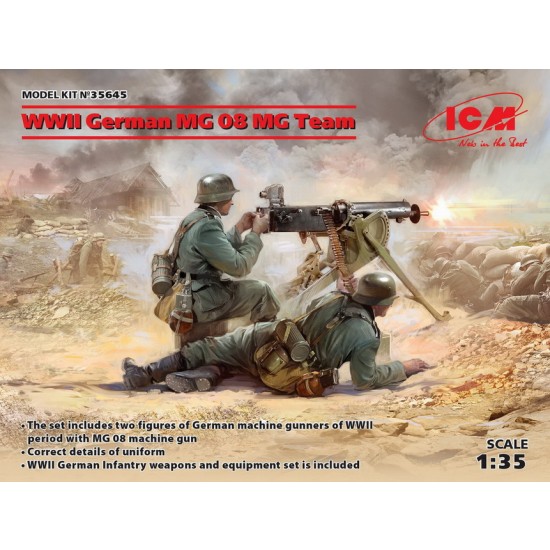 1/35 WWII German MG08 MG Team (2 figures & MG 08 Machine Gun)