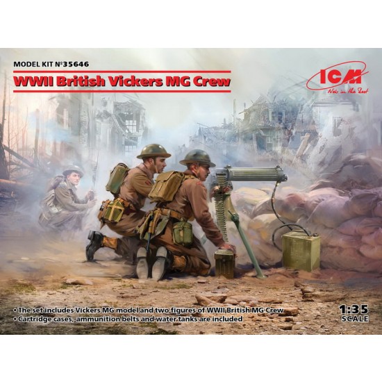 1/35 WWII British Vickers MG Crew (Vickers MG & 2 figures)