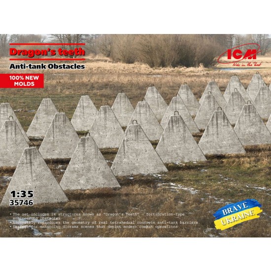 1/35 Dragon's Teeth Anti-tank Obstacles (24 structures)