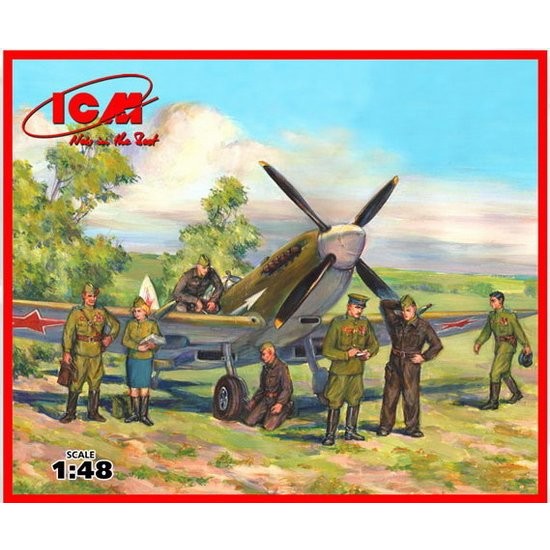 1/48 Supermarine Spitfire LF.IXE w/Soviet Pilots &Ground Personnel (Model kit w/7 Figures) 