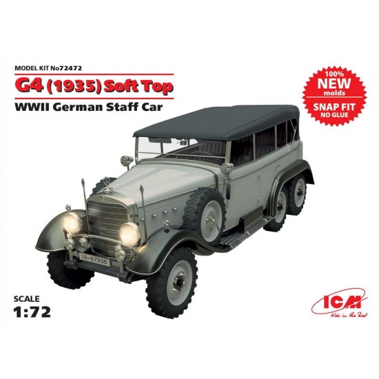 1/72 (Snap-Fit) WWII German Staff Car G4 1935 Production (Soft Top)