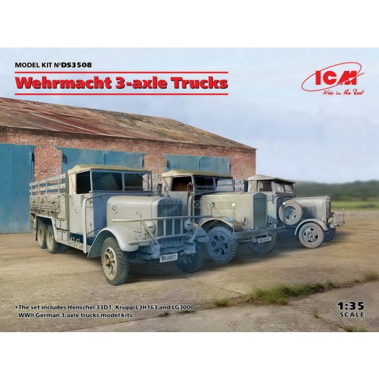 1/35 Wehrmacht 3-axle Trucks (Henschel 33D1, Krupp L3H163, LG3000)