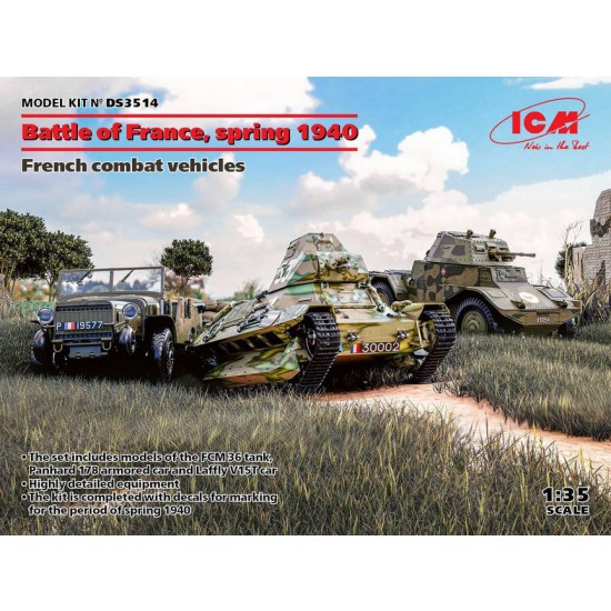 1/35 Battle of France, Spring 1940: Panhard 178 AMD-35, FCM 36, Laffly V15T