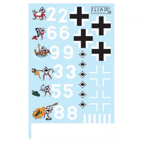 Decals for 1/32 JG53 Bf 109G-6 "Cartoon" Aircraft