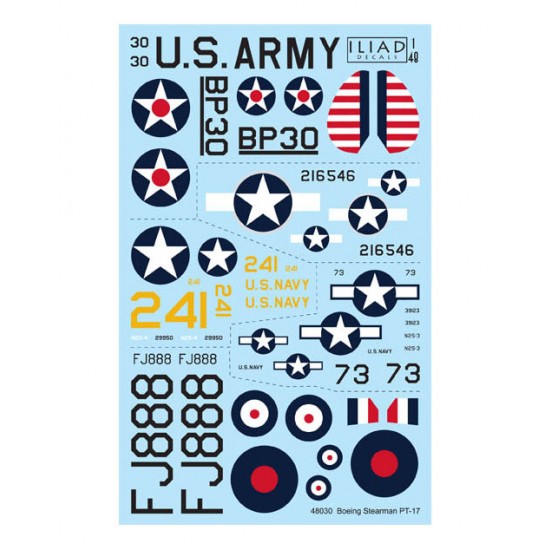 Decals for 1/48 Boeing PT-17 Stearman