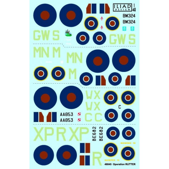 1/48 Spitfires/Hurricane Fighters of Operation Rutter Decals