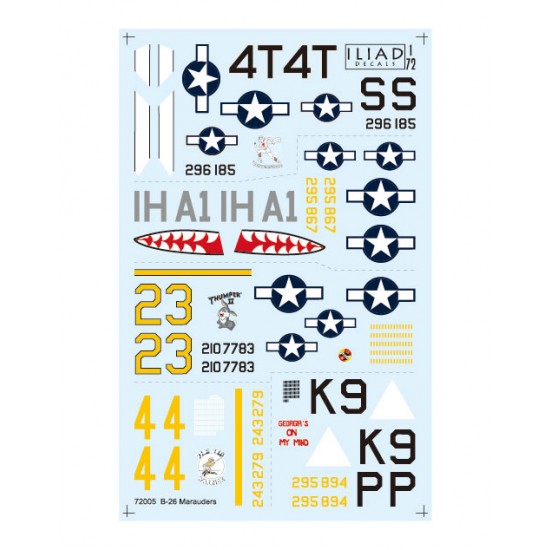 Decals for 1/72 Colourful Martin B-26 Marauder