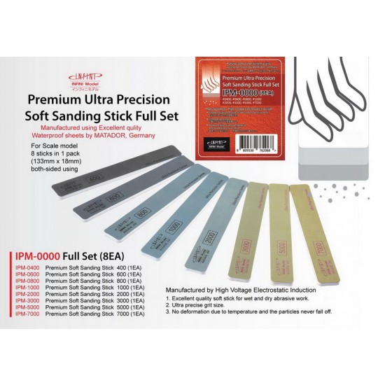 Premium Soft Sanding Stick (Matador) Full Set (8pcs)