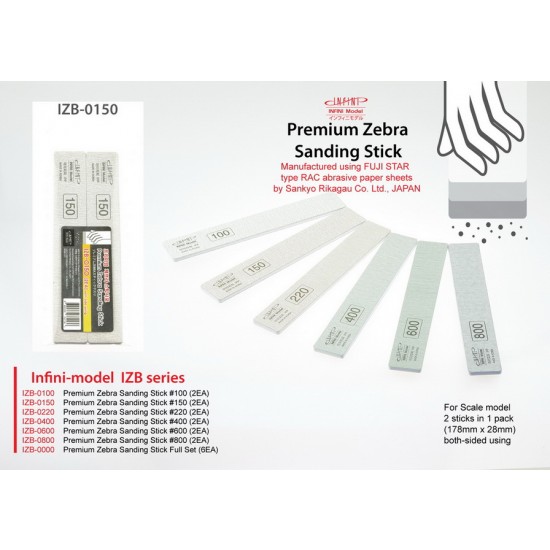 Premium Zebra Sanding Stick (Sankyo) #150 (2pcs)