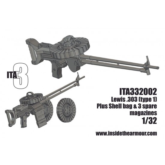 1/32 Lewis .303 with 3 Spare Magazines and Shell Bag