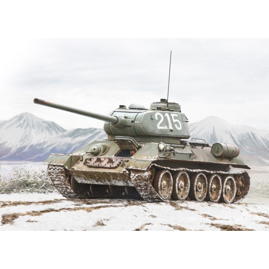 1/35 Korean War T-34/85 w/Metal Barrel, PE, Glueable Rubber Tracks