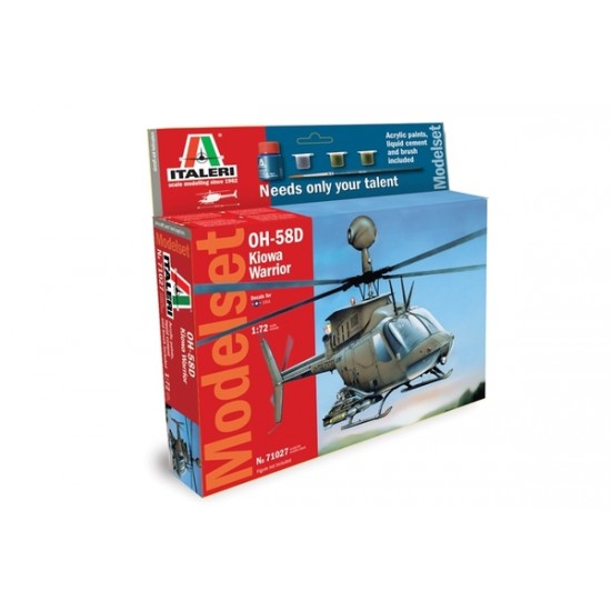 1/72 Bell OH-58D Kiowa Warrior Model Set (Acrylic Paints, Cement & Brush included)
